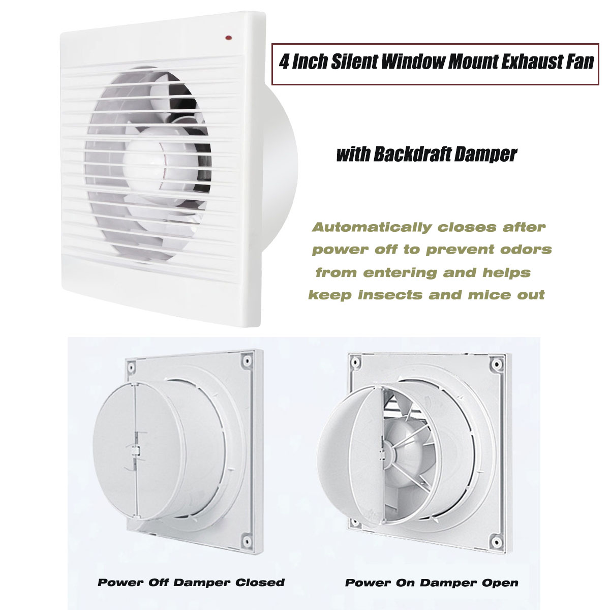 Commercial Kitchen Exhaust - 4 Inch Silent Window Mount Exhaust