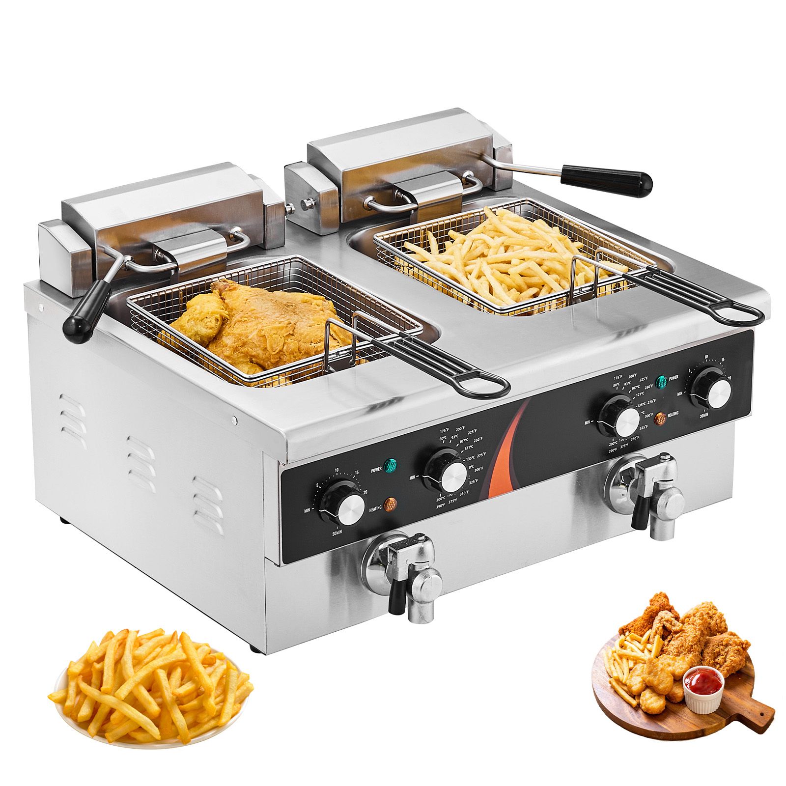 Deep Fryer Commercial - Commercial Deep Fryer 3500W, Dual Tank