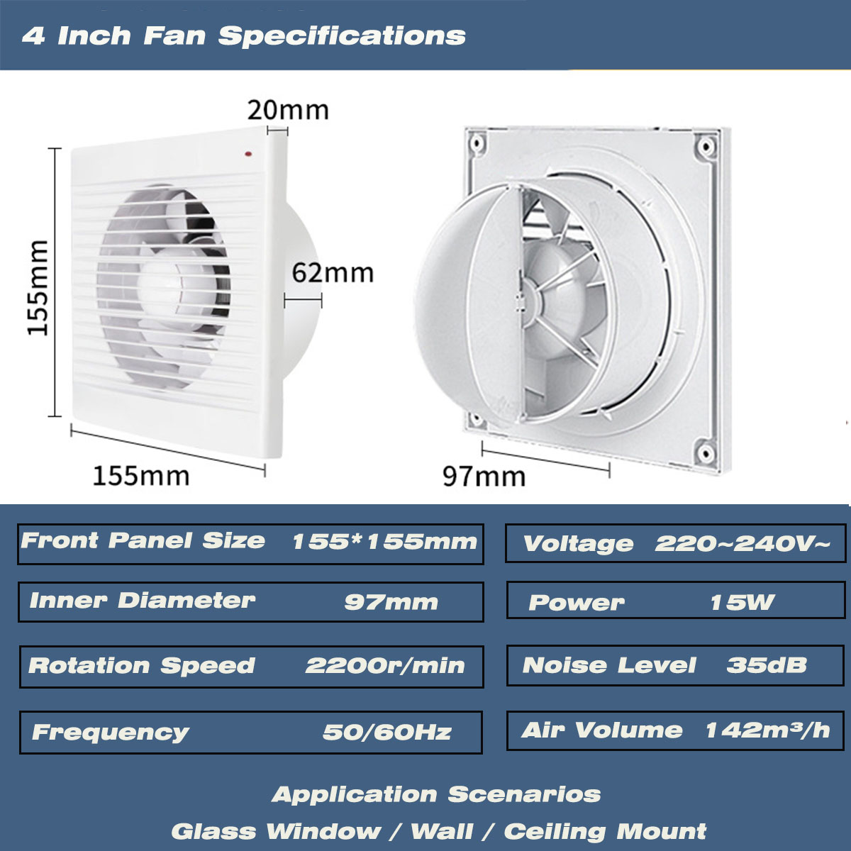 4 Inch Silent Window Mount Exh - Commercial Kitchen Exhaust 评论和价格