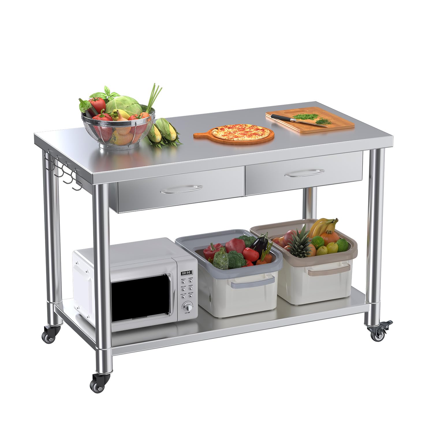 Stainless Steel Table with Dra - Commercial Kitchen Prep Table 评论和价格