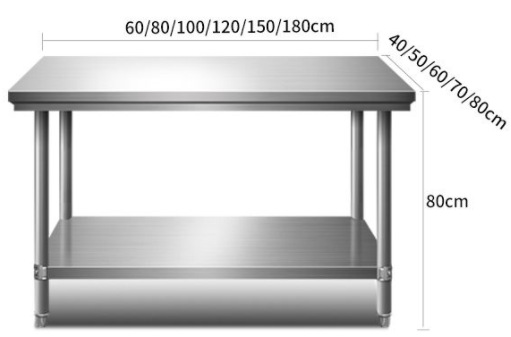 Stainless Steel Double Layer W - Commercial Kitchen Prep Table 评论和价格